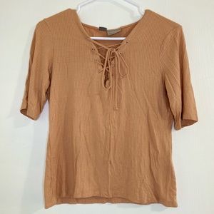 Peach Vero Moda Ribbed Lace Up Top